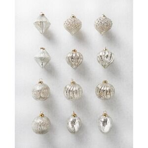 Balsam Hill BH Ornaments Essentials Mercury Glass Collection Silver Set of 12